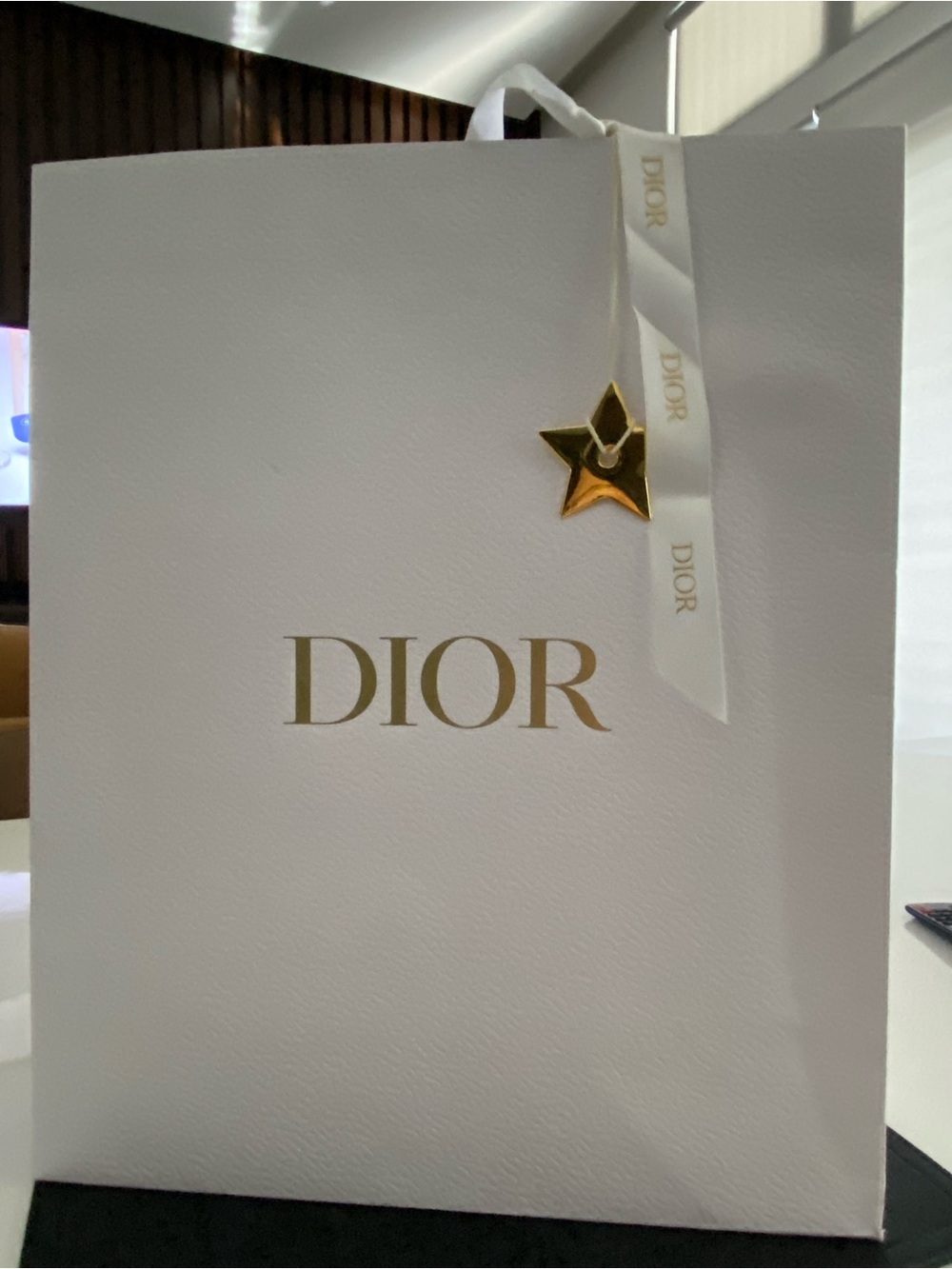 Dior White and Gold paper shopping bag